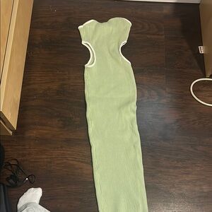 Green Sleeveless Ribbed Dress